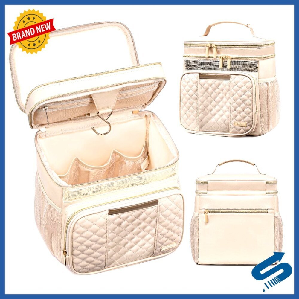 Large Leather Toiletry Bag Water Resistant Hanging Travel Shower Caddy